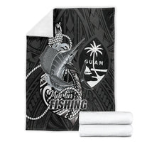 Guam Blue Marlin Fishing Blanket Guahan Fish Hook Tattoo Black Version