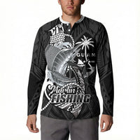 Guam Blue Marlin Fishing Button Sweatshirt Guahan Fish Hook Tattoo Black Version