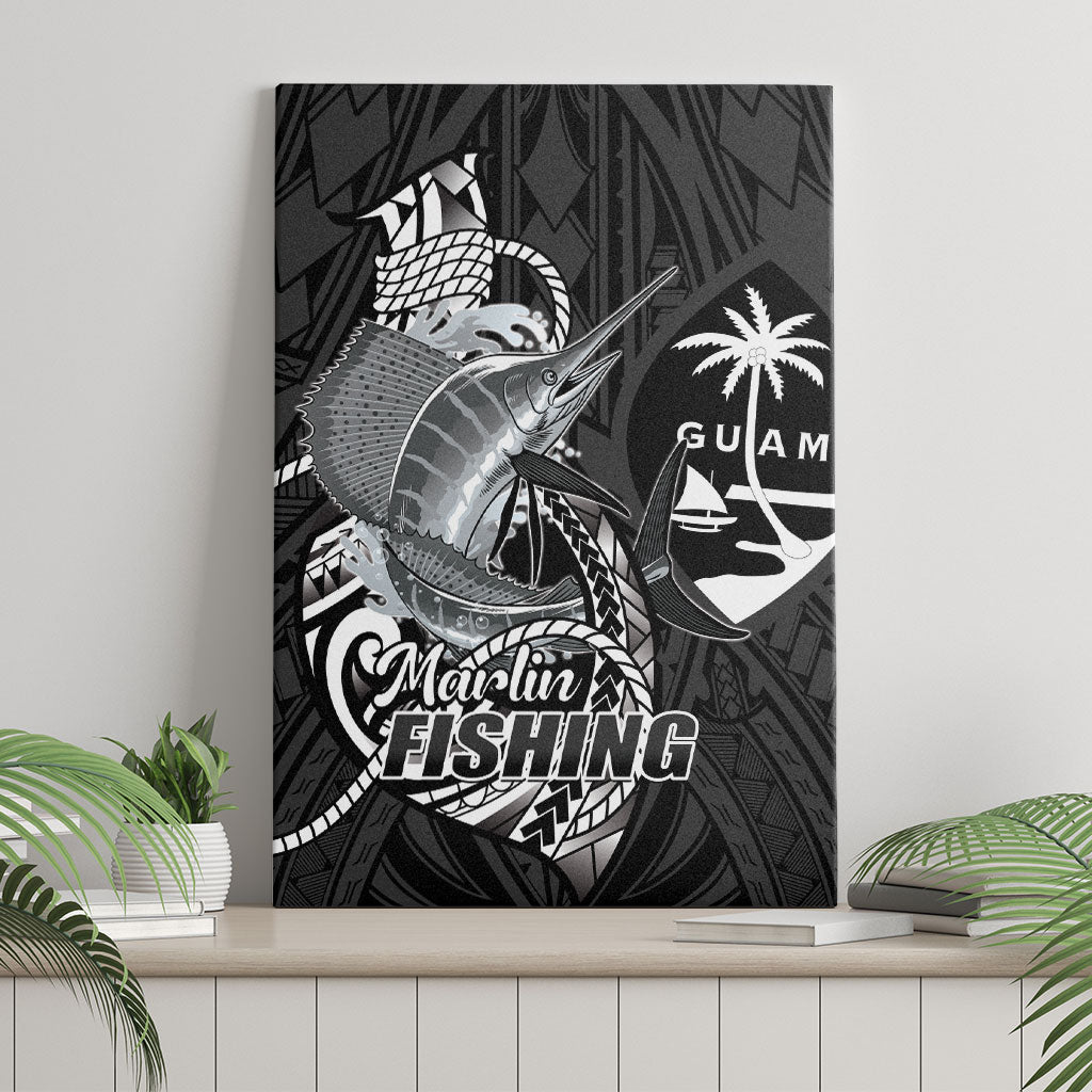 Guam Blue Marlin Fishing Canvas Wall Art Guahan Fish Hook Tattoo Black Version