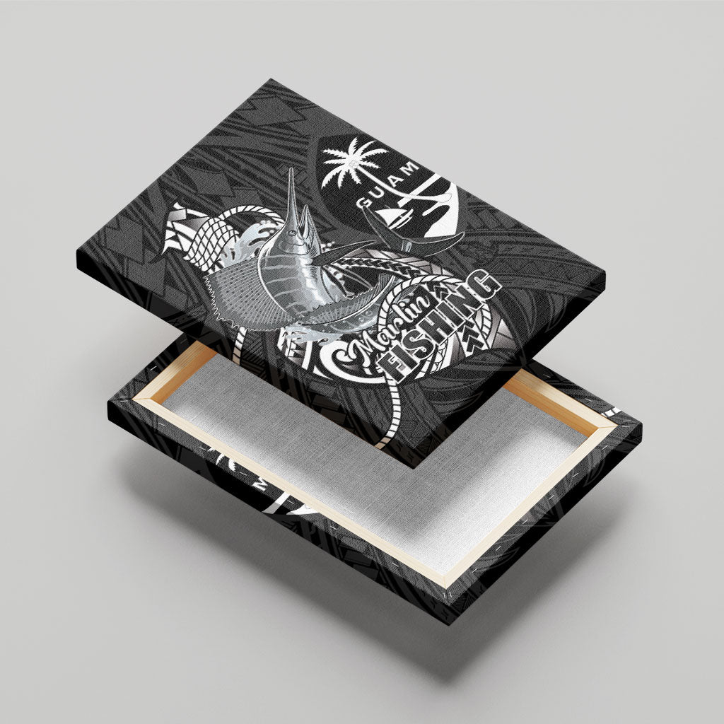 Guam Blue Marlin Fishing Canvas Wall Art Guahan Fish Hook Tattoo Black Version