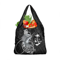 Guam Blue Marlin Fishing Grocery Bag Guahan Fish Hook Tattoo Black Version