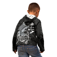 Guam Blue Marlin Fishing Kid Hoodie Guahan Fish Hook Tattoo Black Version
