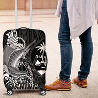 Guam Blue Marlin Fishing Luggage Cover Guahan Fish Hook Tattoo Black Version