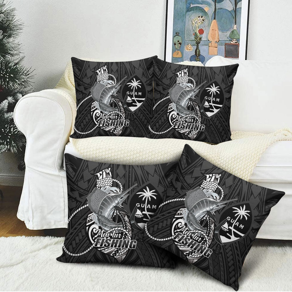 Guam Blue Marlin Fishing Pillow Cover Guahan Fish Hook Tattoo Black Version