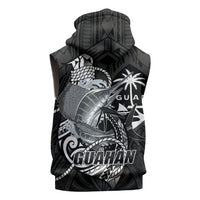 Guam Blue Marlin Fishing Sleeveless Hoodie Guahan Fish Hook Tattoo Black Version