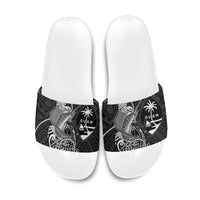 Guam Blue Marlin Fishing Slide Sandals Guahan Fish Hook Tattoo Black Version