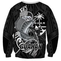 Guam Blue Marlin Fishing Sweatshirt Guahan Fish Hook Tattoo Black Version LT14 - Polynesian Pride