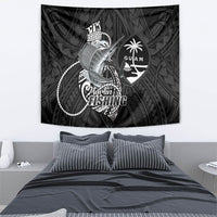 Guam Blue Marlin Fishing Tapestry Guahan Fish Hook Tattoo Black Version