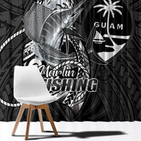 Guam Blue Marlin Fishing Window Curtain Guahan Fish Hook Tattoo Black Version