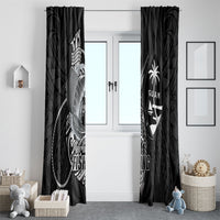 Guam Blue Marlin Fishing Window Curtain Guahan Fish Hook Tattoo Black Version