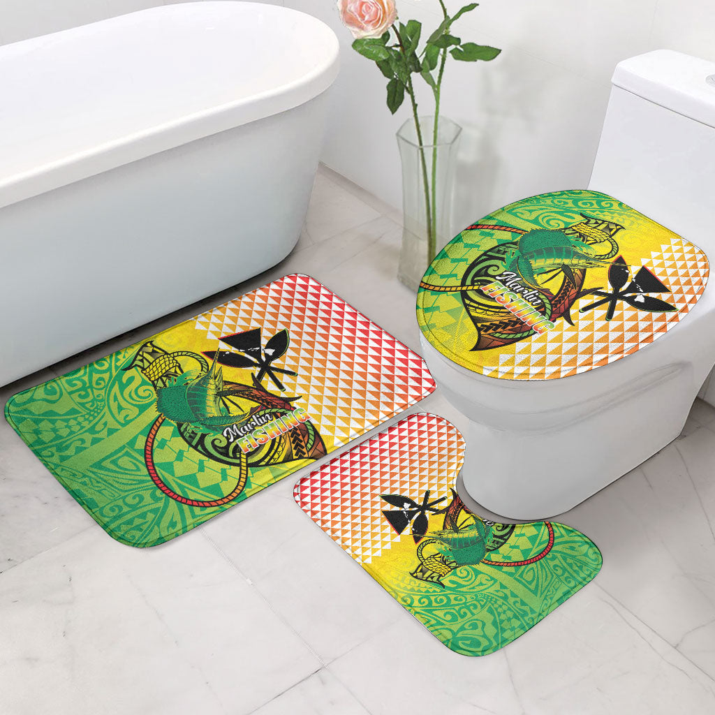 Hawaii Blue Marlin Fishing Bathroom Set Hawaiian Kanaka Kakau Reggae LT14 - Polynesian Pride