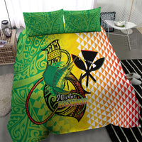 Hawaii Blue Marlin Fishing Bedding Set Hawaiian Kanaka Kakau Reggae