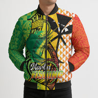 Hawaii Blue Marlin Fishing Bomber Puffer Jacket Hawaiian Kanaka Kakau Reggae LT14 - Polynesian Pride