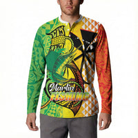 Hawaii Blue Marlin Fishing Button Sweatshirt Hawaiian Kanaka Kakau Reggae