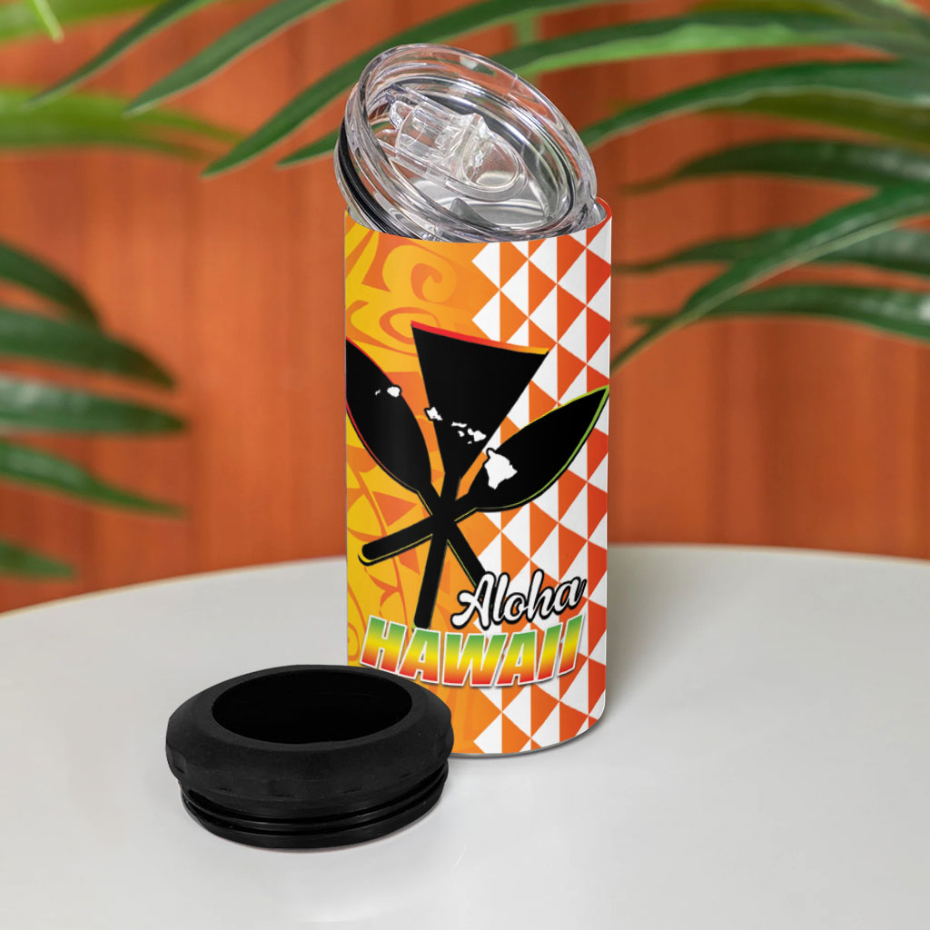 Hawaii Blue Marlin Fishing 4 in 1 Can Cooler Tumbler Hawaiian Kanaka Kakau Reggae LT14 - Polynesian Pride