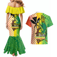 Hawaii Blue Marlin Fishing Couples Matching Mermaid Dress and Hawaiian Shirt Hawaiian Kanaka Kakau Reggae LT14 - Polynesian Pride