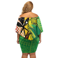 Hawaii Blue Marlin Fishing Family Matching Off Shoulder Short Dress and Hawaiian Shirt Hawaiian Kanaka Kakau Reggae LT14 - Polynesian Pride