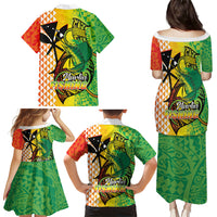 Hawaii Blue Marlin Fishing Family Matching Puletasi and Hawaiian Shirt Hawaiian Kanaka Kakau Reggae LT14 - Polynesian Pride