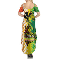 Hawaii Blue Marlin Fishing Family Matching Summer Maxi Dress and Hawaiian Shirt Hawaiian Kanaka Kakau Reggae LT14 - Polynesian Pride
