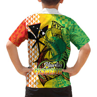 Hawaii Blue Marlin Fishing Family Matching Tank Maxi Dress and Hawaiian Shirt Hawaiian Kanaka Kakau Reggae LT14 - Polynesian Pride