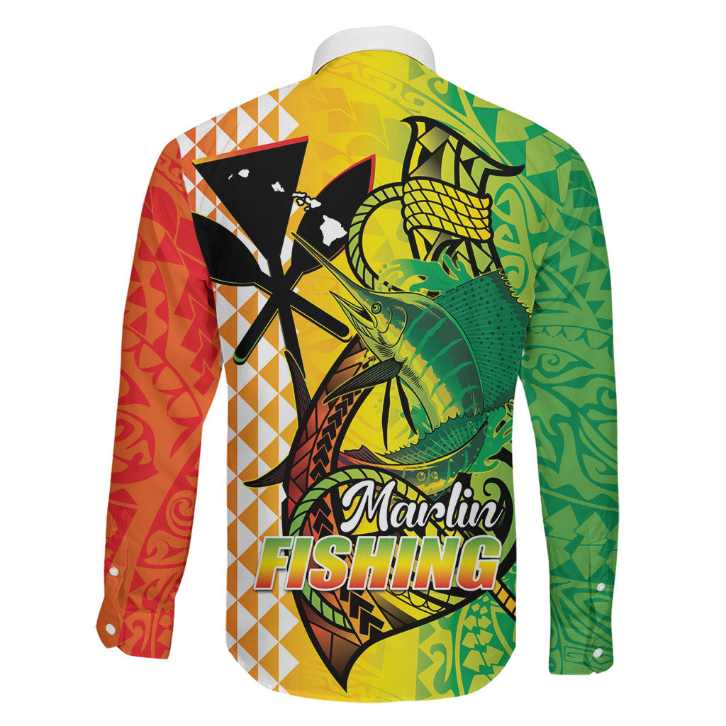 Hawaii Blue Marlin Fishing Family Matching Tank Maxi Dress and Hawaiian Shirt Hawaiian Kanaka Kakau Reggae LT14 - Polynesian Pride