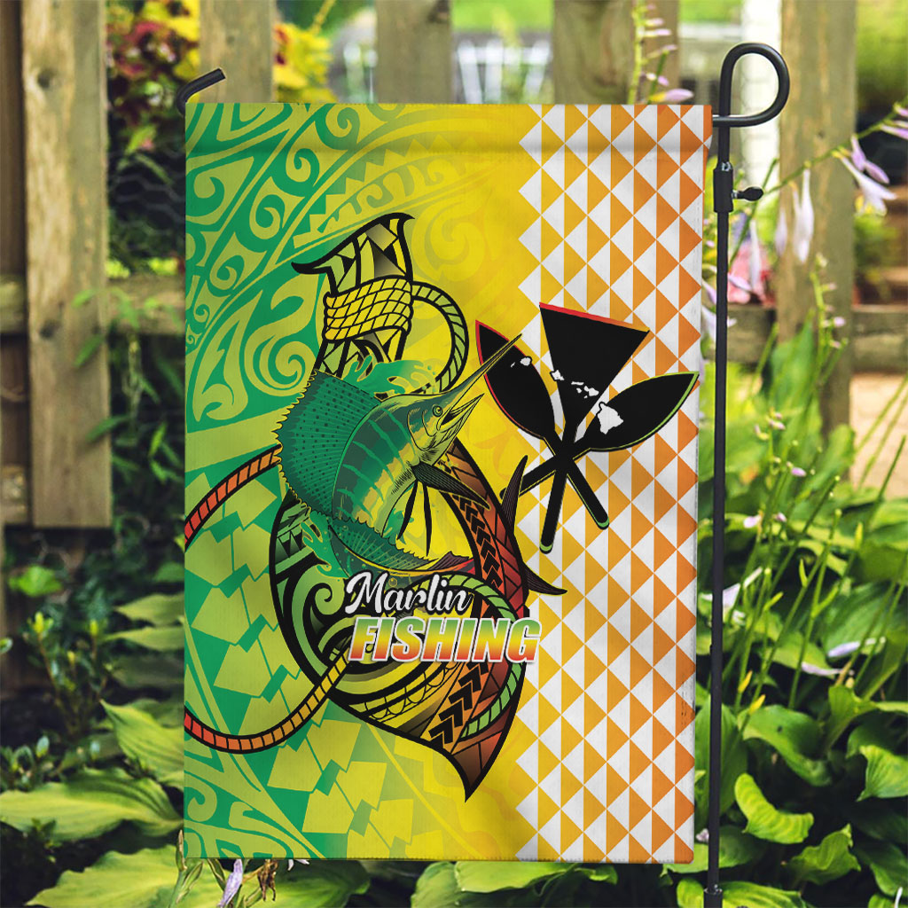 Hawaii Blue Marlin Fishing Garden Flag Hawaiian Kanaka Kakau Reggae