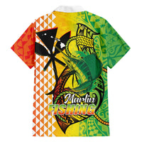 Hawaii Blue Marlin Fishing Hawaiian Shirt Hawaiian Kanaka Kakau Reggae LT14 - Polynesian Pride