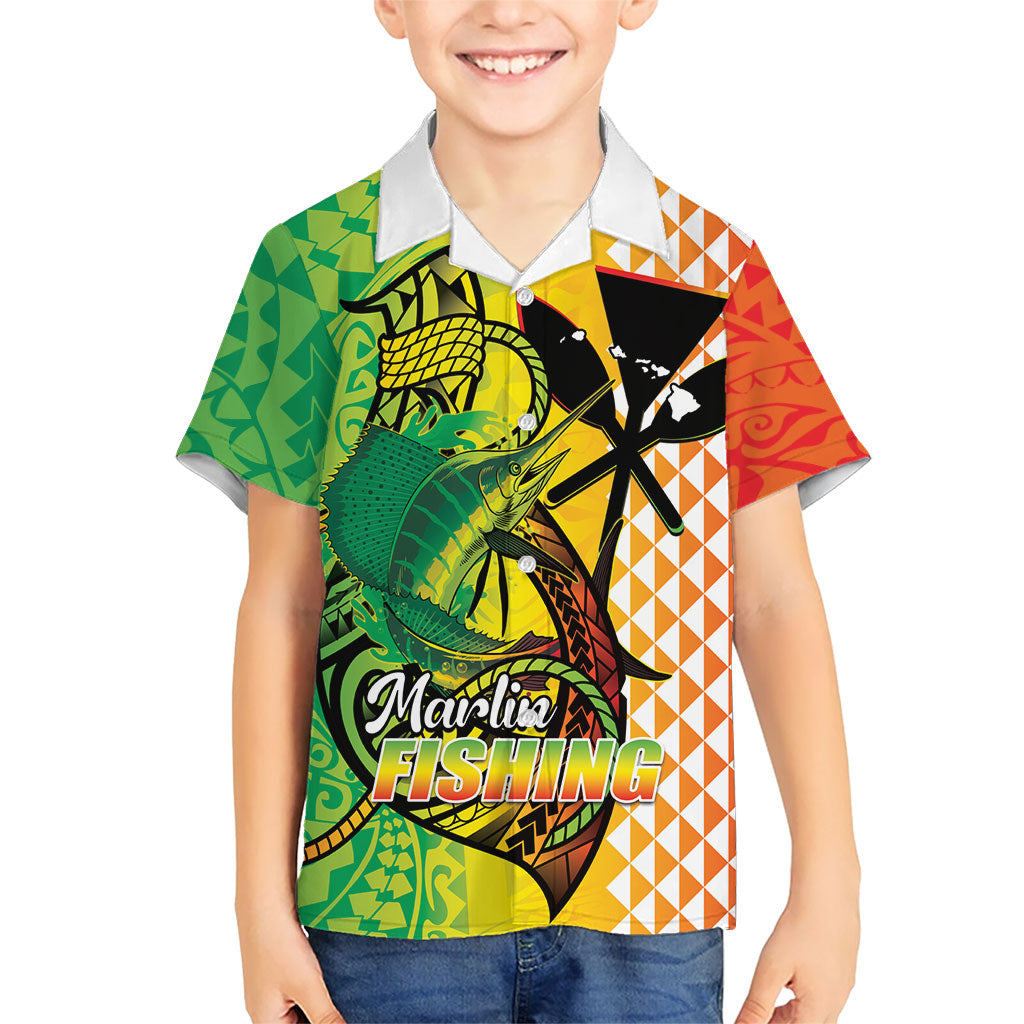 Hawaii Blue Marlin Fishing Hawaiian Shirt Hawaiian Kanaka Kakau Reggae LT14 - Polynesian Pride