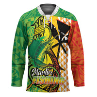 Hawaii Blue Marlin Fishing Hockey Jersey Hawaiian Kanaka Kakau Reggae LT14 Unisex Reggae - Polynesian Pride