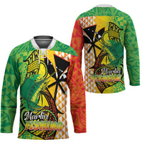 Hawaii Blue Marlin Fishing Hockey Jersey Hawaiian Kanaka Kakau Reggae LT14 - Polynesian Pride