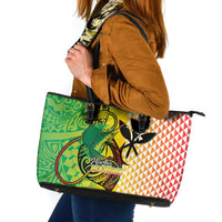 Hawaii Blue Marlin Fishing Leather Tote Bag Hawaiian Kanaka Kakau Reggae