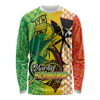 Hawaii Blue Marlin Fishing Long Sleeve Shirt Hawaiian Kanaka Kakau Reggae