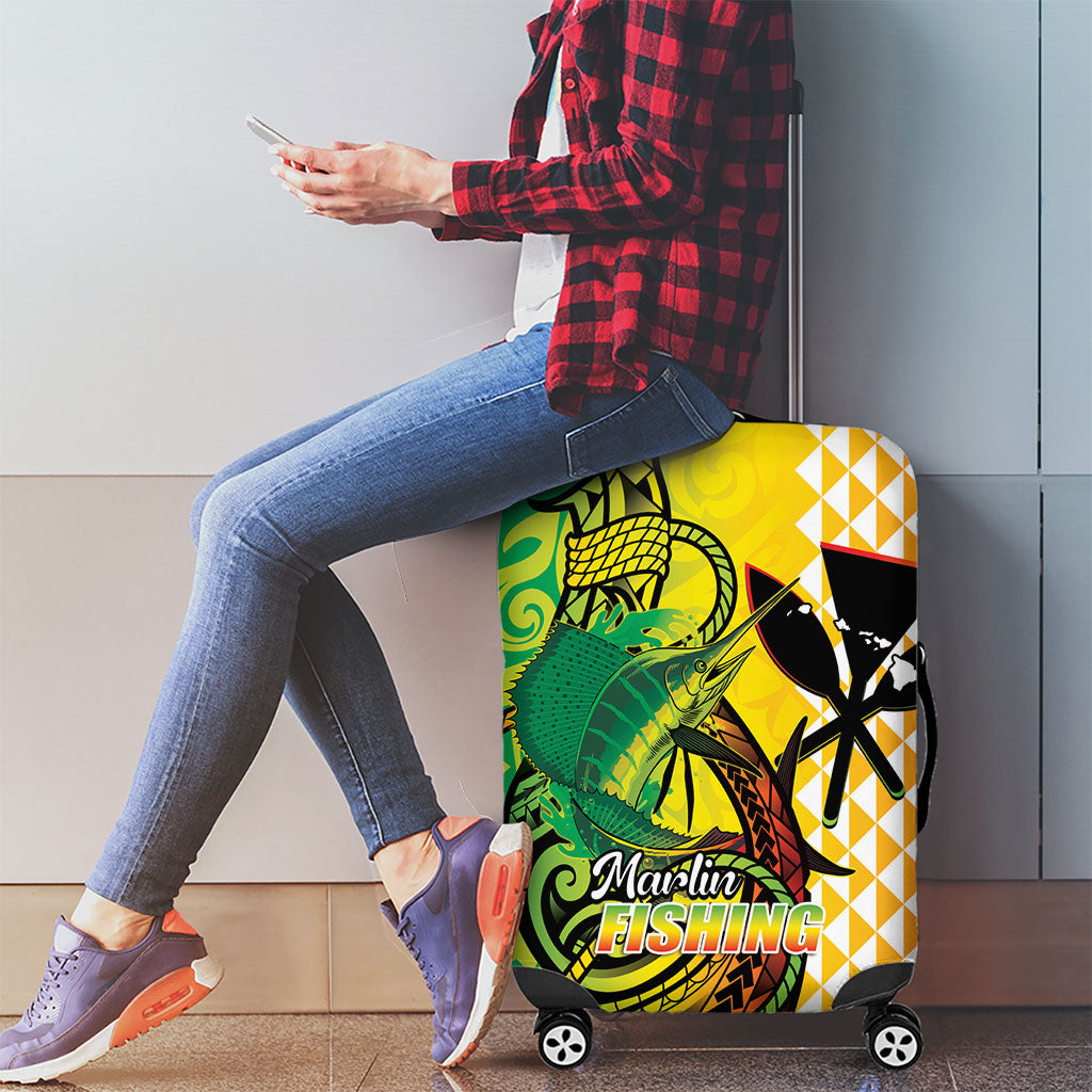 Hawaii Blue Marlin Fishing Luggage Cover Hawaiian Kanaka Kakau Reggae LT14 - Polynesian Pride