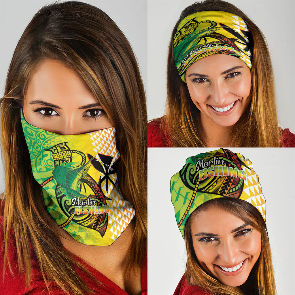 Hawaii Blue Marlin Fishing Neck Gaiter Hawaiian Kanaka Kakau Reggae
