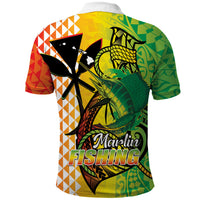Hawaii Blue Marlin Fishing Polo Shirt Hawaiian Kanaka Kakau Reggae LT14 - Polynesian Pride