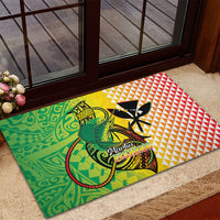 Hawaii Blue Marlin Fishing Rubber Doormat Hawaiian Kanaka Kakau Reggae