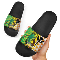 Hawaii Blue Marlin Fishing Slide Sandals Hawaiian Kanaka Kakau Reggae