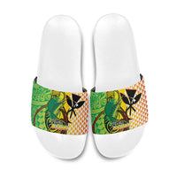 Hawaii Blue Marlin Fishing Slide Sandals Hawaiian Kanaka Kakau Reggae