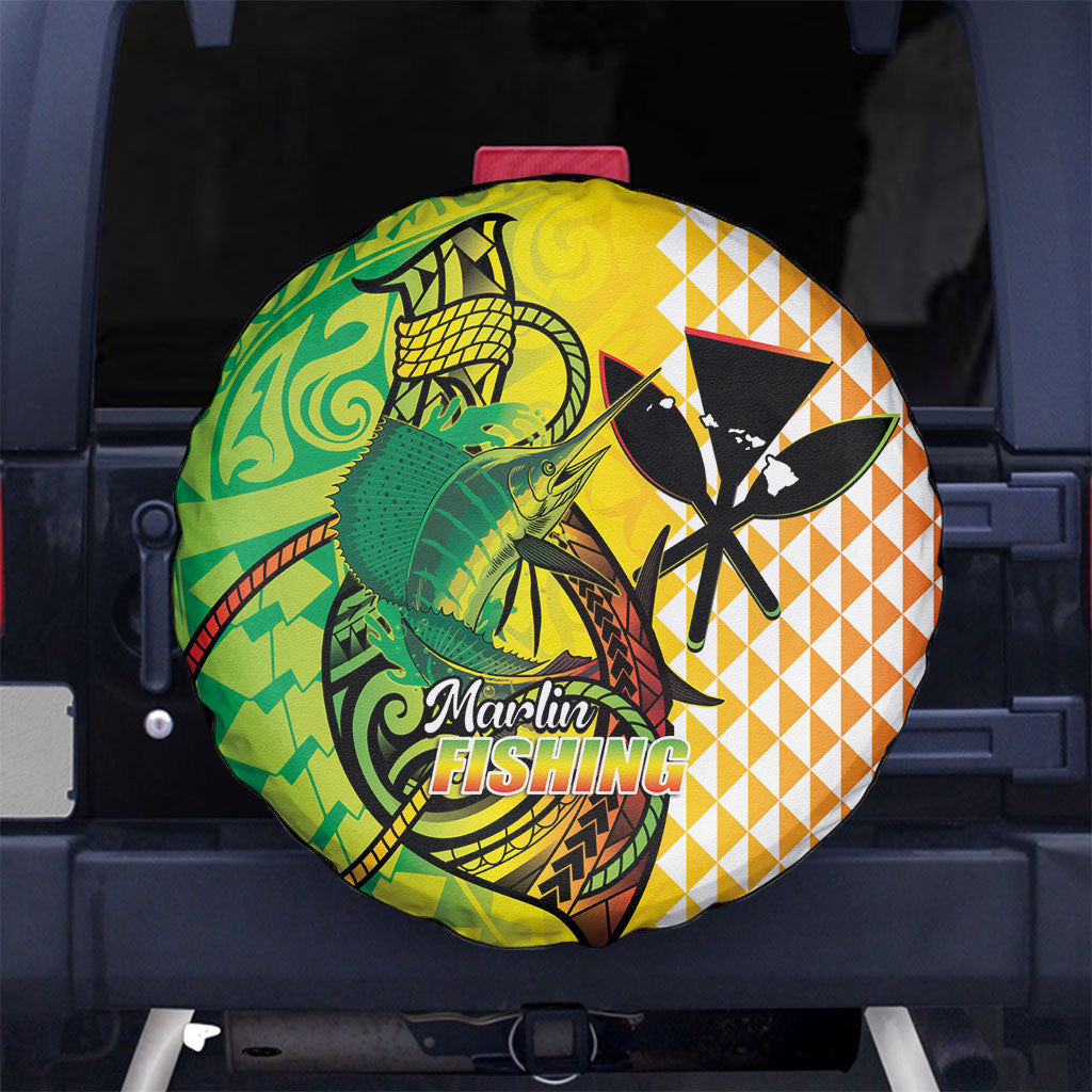 Hawaii Blue Marlin Fishing Spare Tire Cover Hawaiian Kanaka Kakau Reggae
