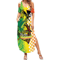 Hawaii Blue Marlin Fishing Summer Maxi Dress Hawaiian Kanaka Kakau Reggae LT14 Women Reggae - Polynesian Pride