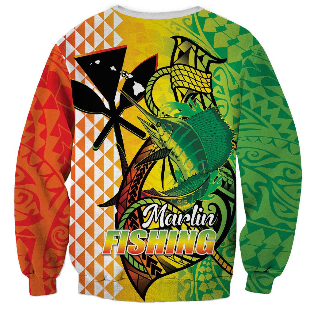 Hawaii Blue Marlin Fishing Sweatshirt Hawaiian Kanaka Kakau Reggae