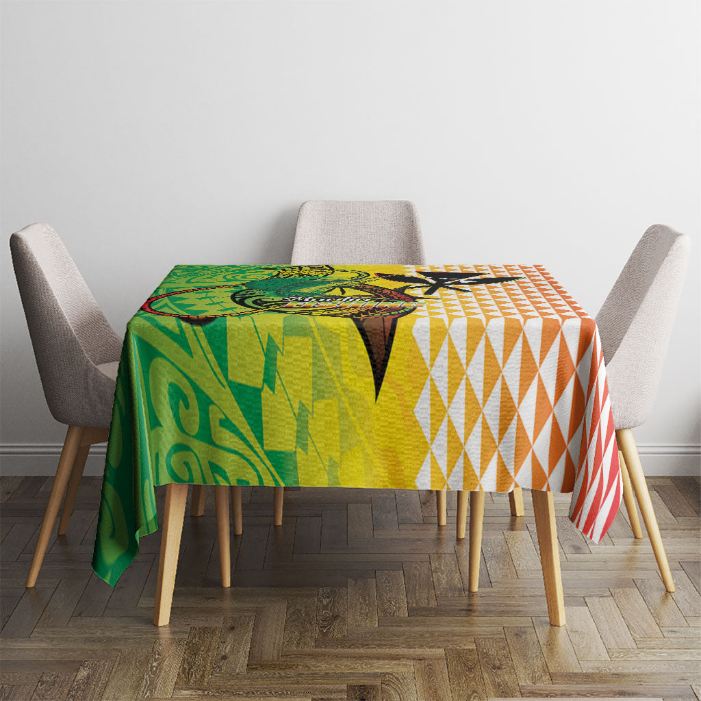 Hawaii Blue Marlin Fishing Tablecloth Hawaiian Kanaka Kakau Reggae