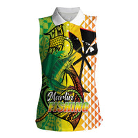 Hawaii Blue Marlin Fishing Women Sleeveless Polo Shirt Hawaiian Kanaka Kakau Reggae LT14 Female Reggae - Polynesian Pride