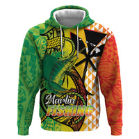 Hawaii Blue Marlin Fishing Zip Hoodie Hawaiian Kanaka Kakau Reggae LT14 Pullover Hoodie Reggae - Polynesian Pride