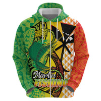 Hawaii Blue Marlin Fishing Zip Hoodie Hawaiian Kanaka Kakau Reggae LT14 - Polynesian Pride
