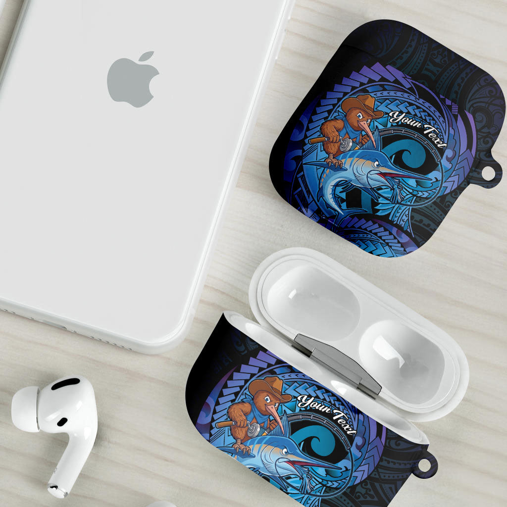 Personalised Blue Marlin Fishing New Zealand AirPods Case NZ Kiwi Cowboy Born To Fish LT14 - Polynesian Pride