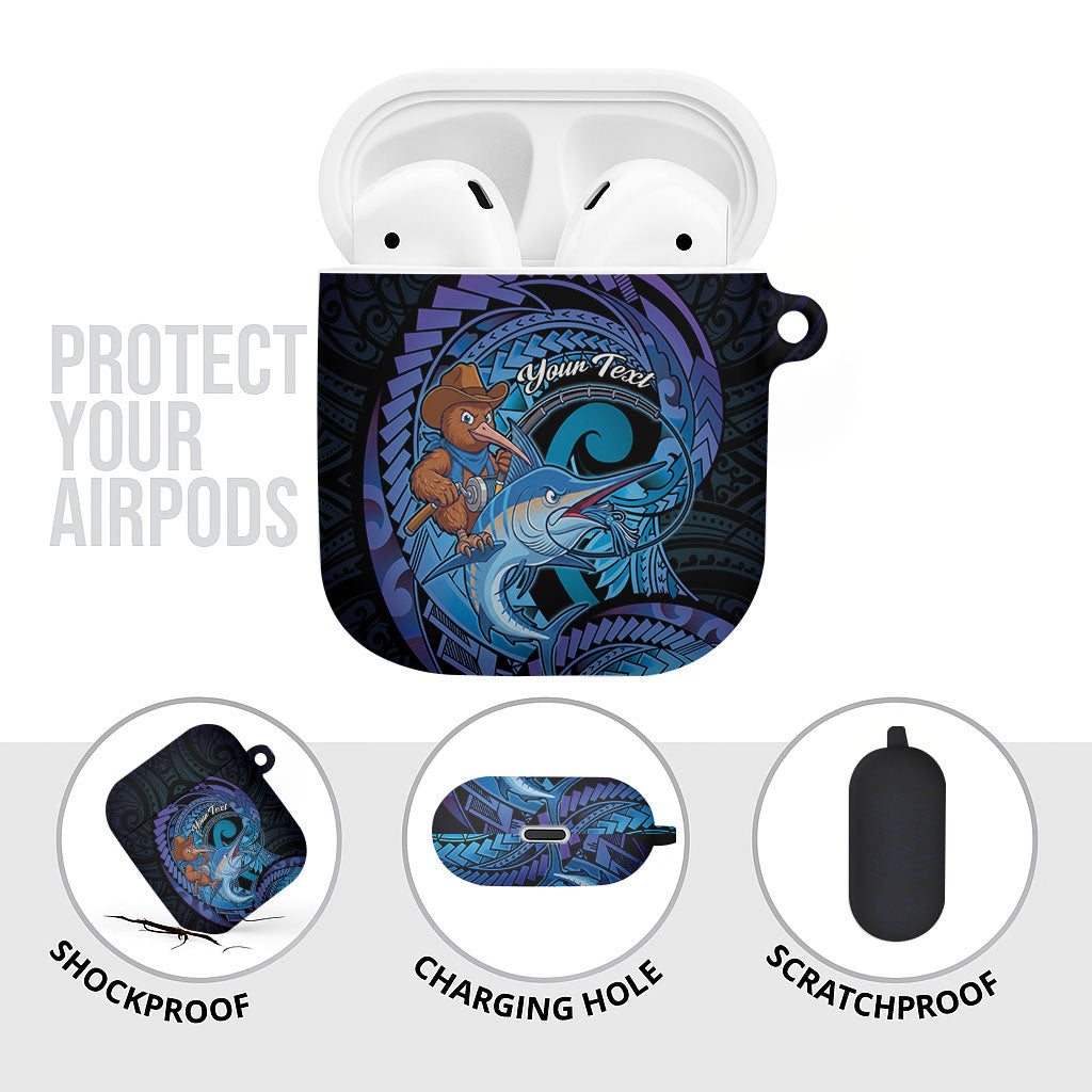 Personalised Blue Marlin Fishing New Zealand AirPods Case NZ Kiwi Cowboy Born To Fish LT14 - Polynesian Pride