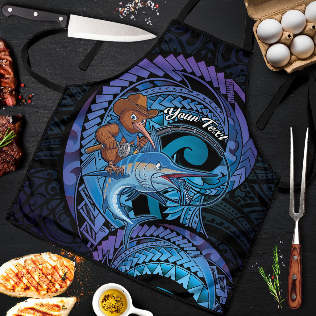 Personalised Blue Marlin Fishing New Zealand Apron NZ Kiwi Cowboy Born To Fish LT14 Purple - Polynesian Pride
