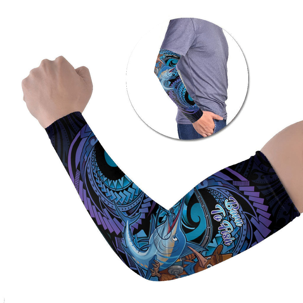Personalised Blue Marlin Fishing New Zealand Arm Sleeves NZ Kiwi Cowboy Born To Fish