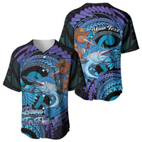 Personalised Blue Marlin Fishing New Zealand Baseball Jersey NZ Kiwi Cowboy Born To Fish LT14 - Polynesian Pride